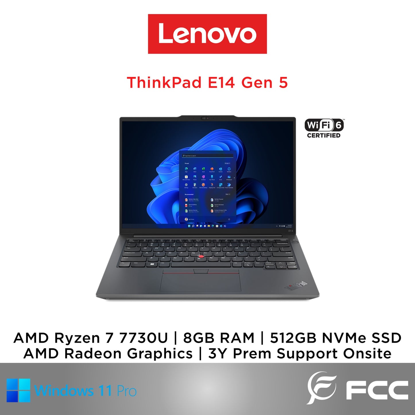Lenovo ThinkPad E14 Gen 5 AMD Ryzen 7 7730U 8GB 512GB SSD