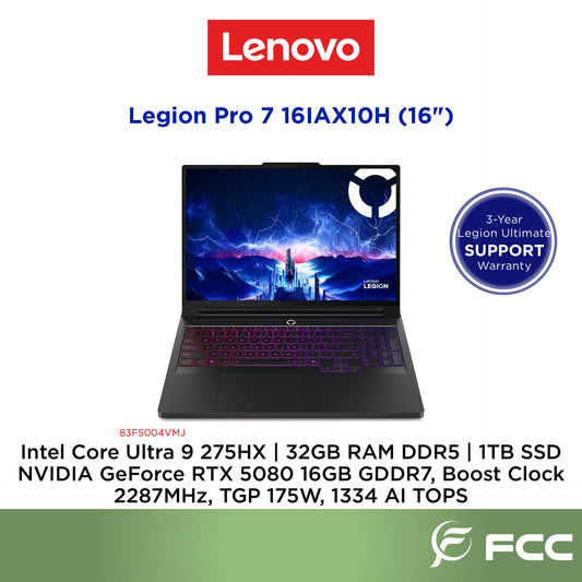 Lenovo Legion Pro 7 16IAX10H Intel Core Ultra 9 275HX 32GB 1TB SSD NVIDIA GeForce RTX 5080 16GB GDDR7