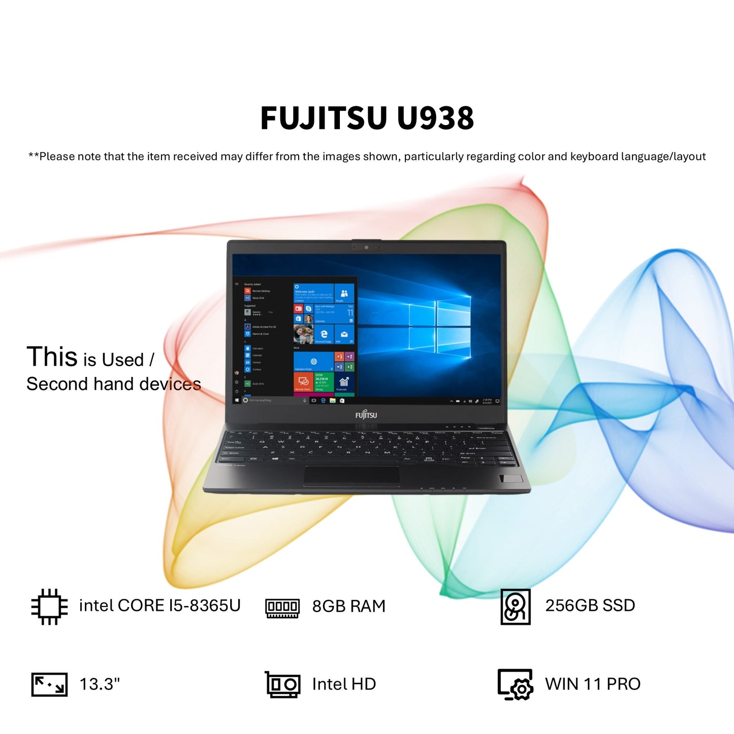 NOTEBOOK FUJITSU U938 (INTEL CORE I5-8365U/8GB RAM/256GB SSD/13.3"/WIN 11 PRO)