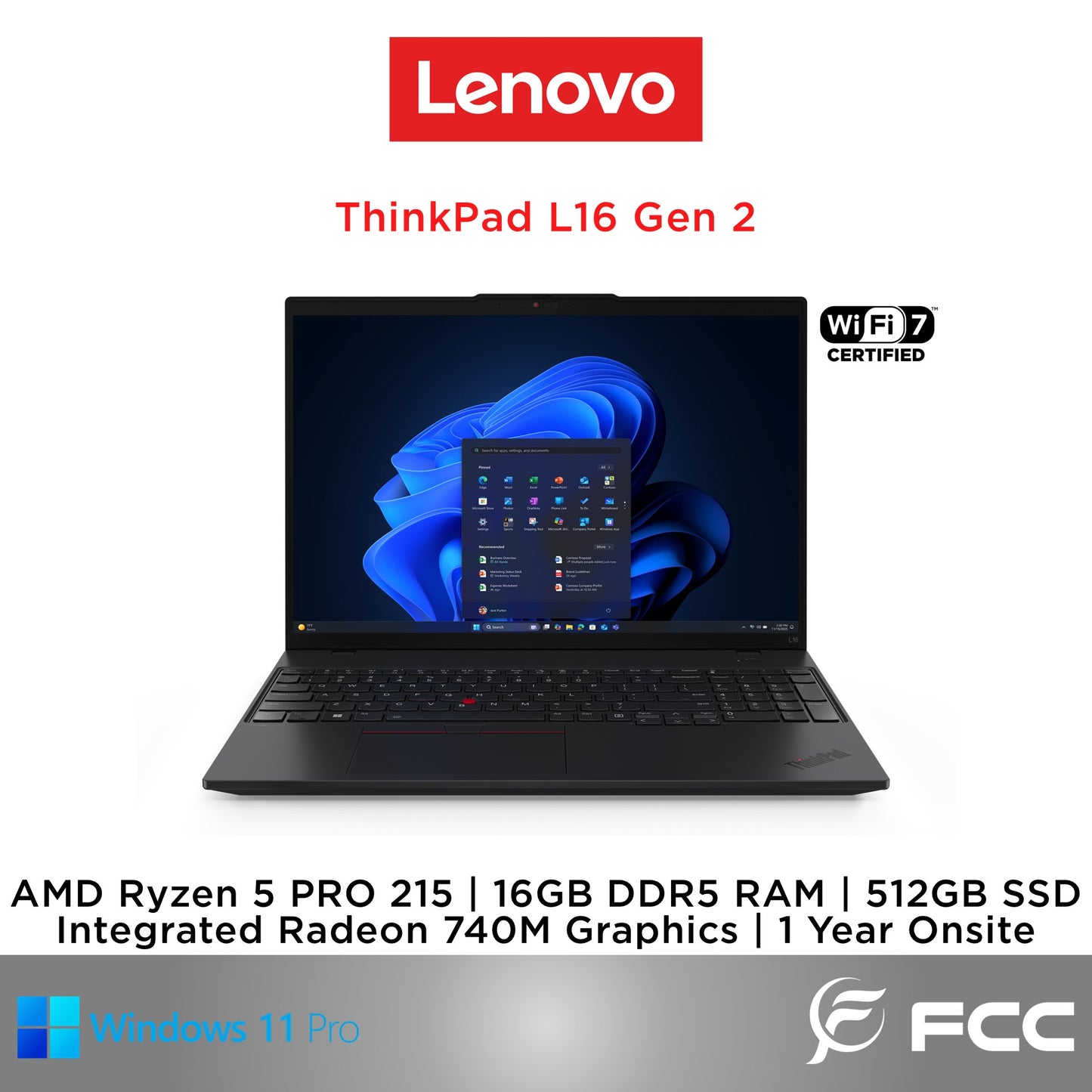Lenovo ThinkPad L16 Gen 2 AMD Ryzen 5 PRO 215 16GB 512GB