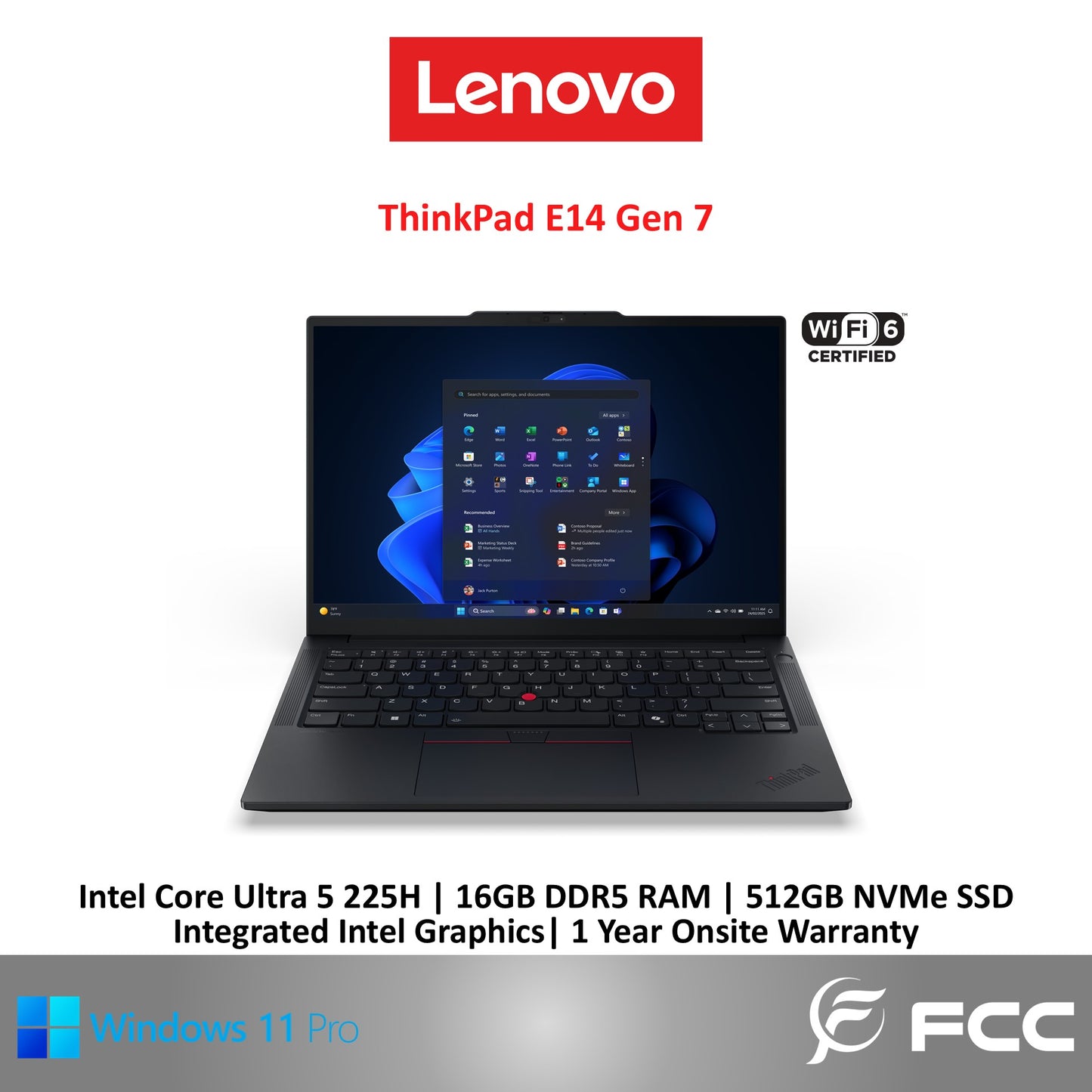 Lenovo ThinkPad E14 Gen 7 Intel Core Ultra 5 225H 16GB 512GB