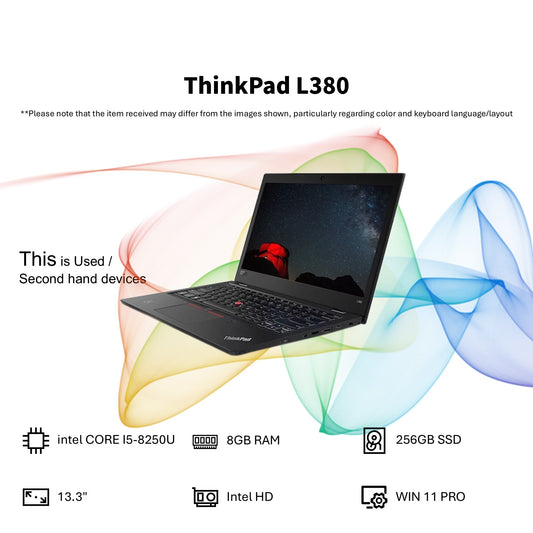 LENOVO L380 (INTEL CORE I5-8250U/8GB RAM/256GB SSD/13.3"/WIN 11 PRO)