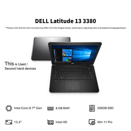 DELL LATITUDE 3380 (INTEL CORE I5-7TH GEN/8GB RAM/256GB SSD/13.3"/WIN 11 PRO)