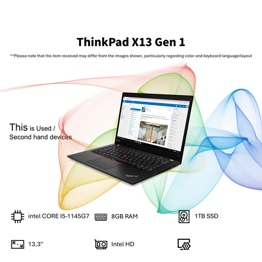 LENOVO THINKPAD X13 (INTEL CORE I5-1145G7/8GB RAM/1TB SSD/13.3")