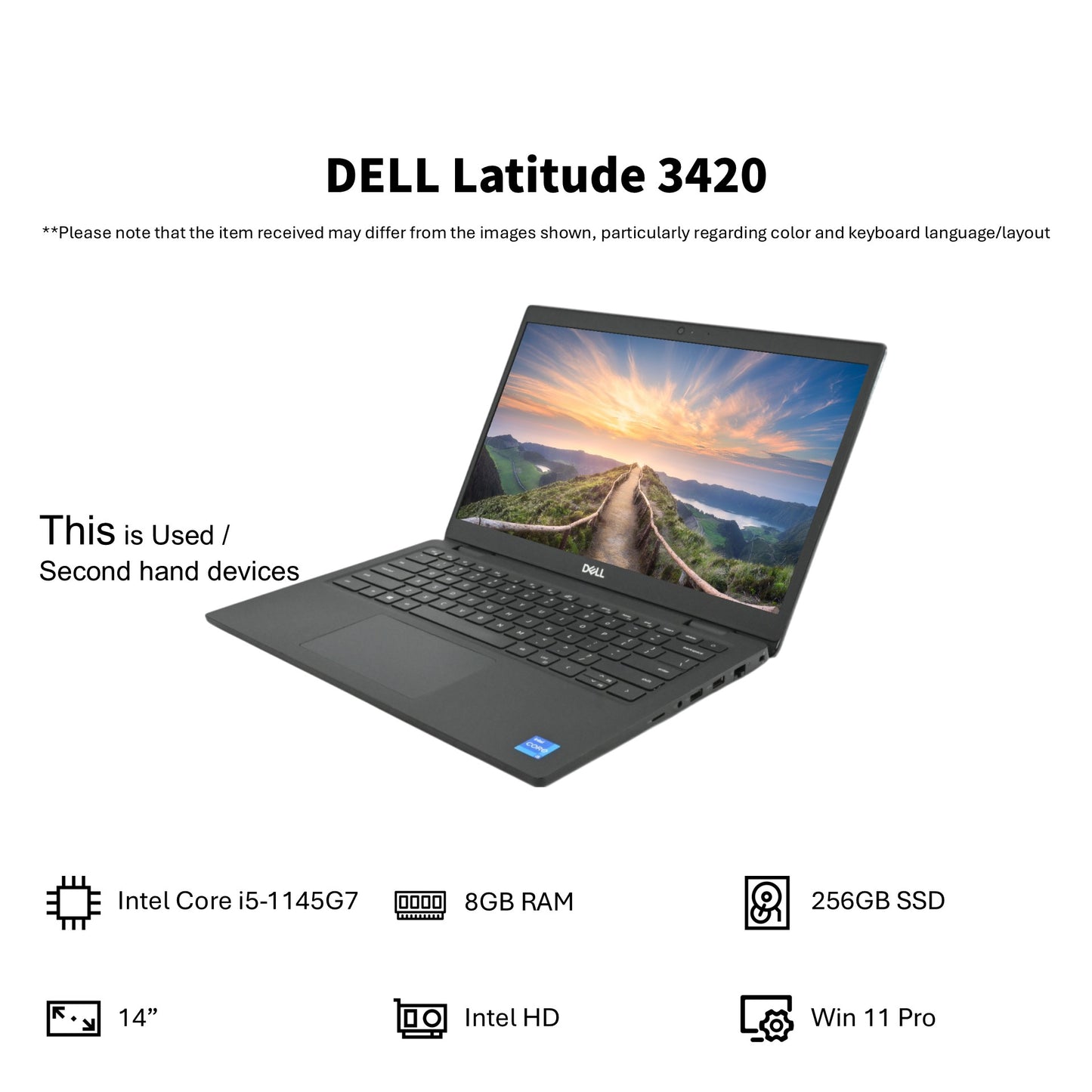 DELL LATITUDE 3420 (INTEL CORE I5-1145G7/8GB RAM/256GB SSD/14"/WIN 11 PRO)