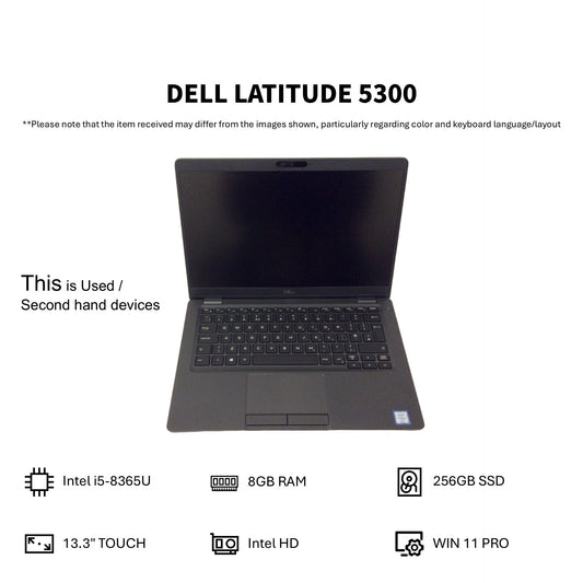 DELL LATITUDE 5300 (INTEL CORE I5-8365U/8GB RAM/256GB SSD/13.3" TOUCH/WIN 11 PRO)