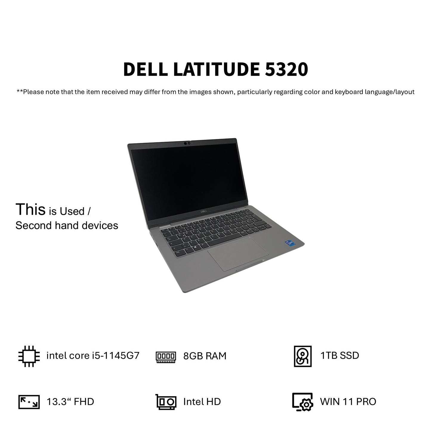DELL LATITUDE 5320 (INTEL CORE I5-1145G7/8GB RAM/1TB SSD/13.3"FHD/WIN 11 PRO)