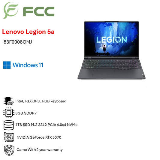 Legion 5 15IAX10 ( Intel Core Ultra 9 275HX | 16GB RAM | 1TB SSD| 15.1 WQXGA OLED| 1 Years| NVIDIA GeForce RTX 5070 8GB GDDR7, Boost Clock 2347MHz)