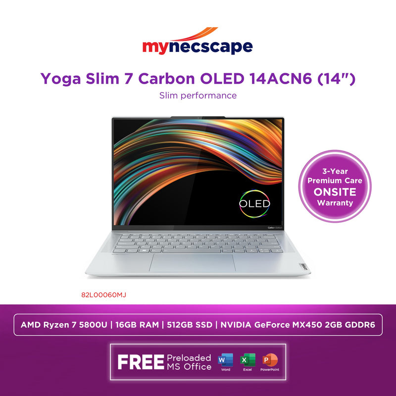 Lenovo Yoga Slim 7 Carbon OLED 14ACN6 Ryzen 7 5800U 16GB 512GB SSD NVIDIA MX450
