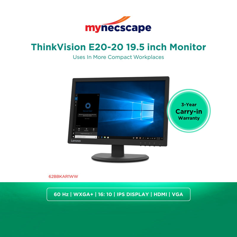 [PWP] Lenovo ThinkVision E20-20 19.5 inch 16:10 Monitor