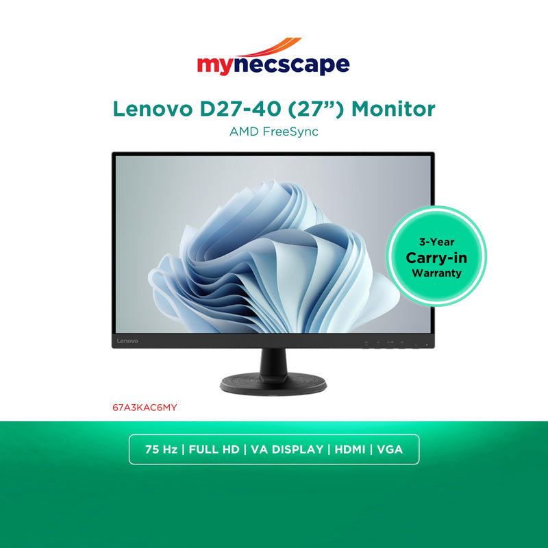 Lenovo D27-40 27" inch Full HD FHD LED Backlit LCD Monitor
