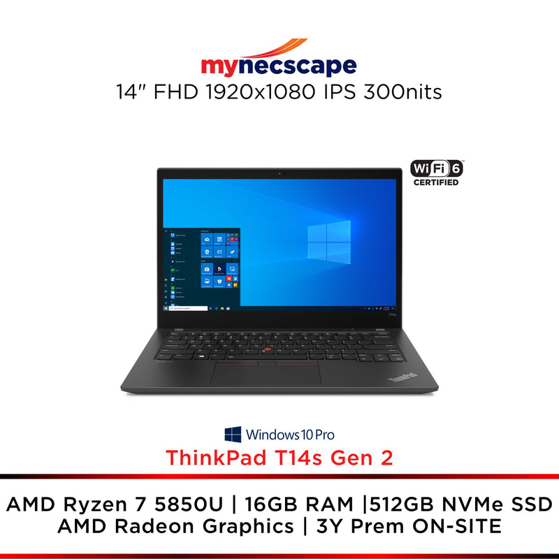 Lenovo ThinkPad T14s Gen 2 AMD Ryzen 7 PRO 5850U 16GB 512GB SSD