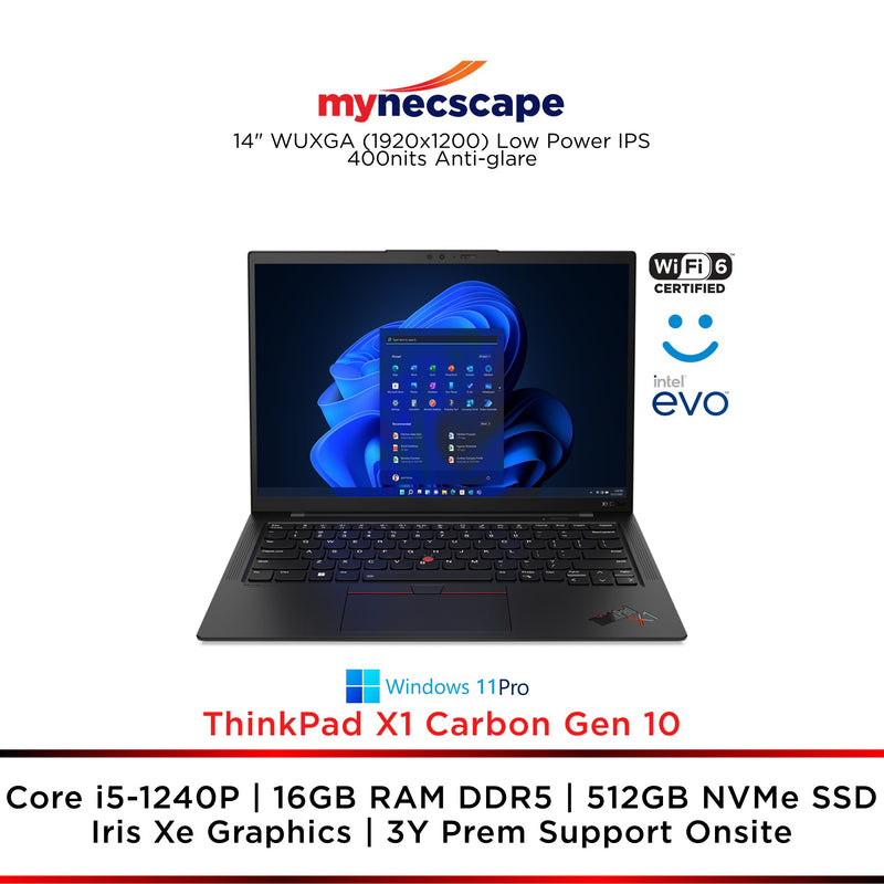 Lenovo ThinkPad X1 Carbon Gen 10 intel 12th Gen Core i5-1240P 16GB 512GB SSD